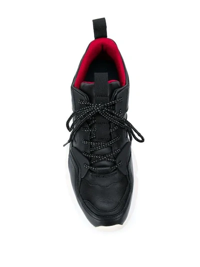Shop Tommy Hilfiger Chunky Lace-up Sneakers In Black