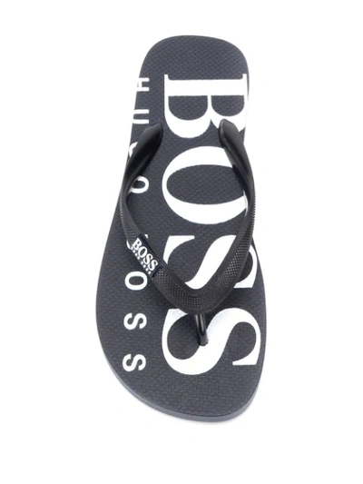 Shop Hugo Boss Logo Flip Flops In Black
