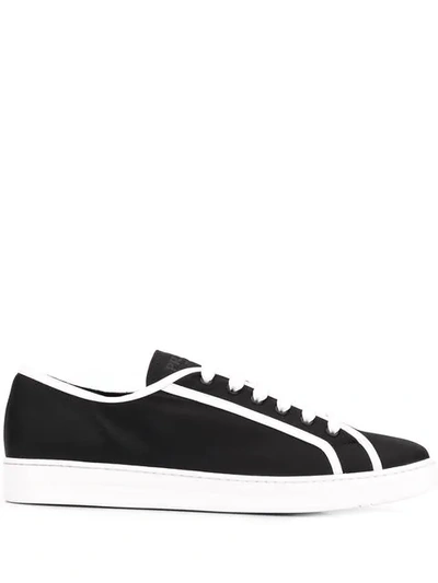 Shop Prada Contrast Detail Sneakers In Black