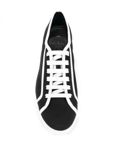 Shop Prada Contrast Detail Sneakers In Black
