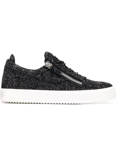 Shop Giuseppe Zanotti Frankie Glitter Sneakers In Black