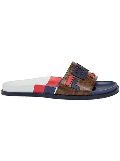 Shop Fendi Mania Slides In Brown