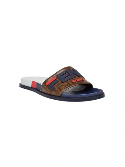 Shop Fendi Mania Slides In Brown