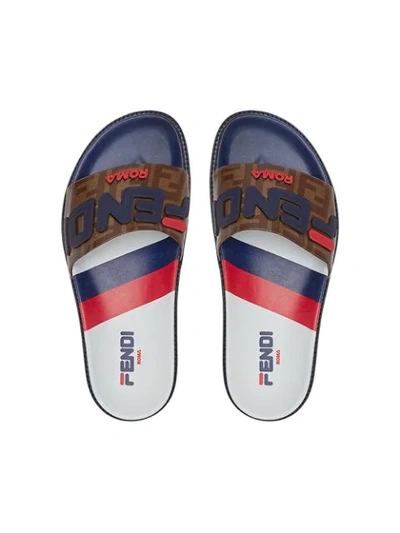 Shop Fendi Mania Slides In Brown