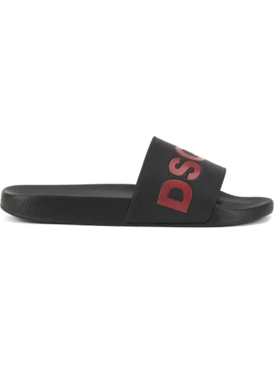 Shop Dsquared2 Logo Pool Sliders In Black