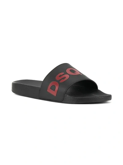 Shop Dsquared2 Logo Pool Sliders In Black