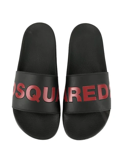 Shop Dsquared2 Logo Pool Sliders In Black
