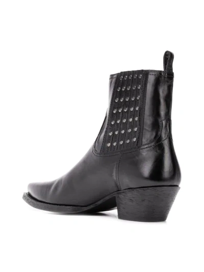Shop Saint Laurent Studded Ankle Boots In Black
