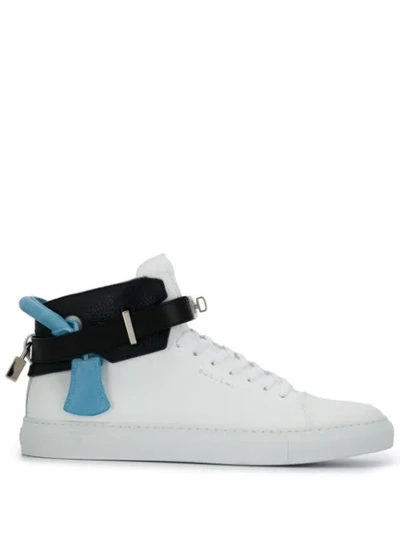 Shop Buscemi Lock Detail Lace-up Trainers In White