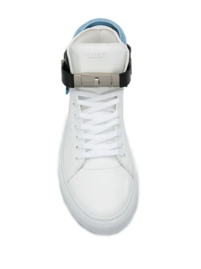 Shop Buscemi Lock Detail Lace-up Trainers In White