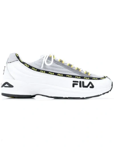 Shop Fila Logo Lace-up Sneakers In White