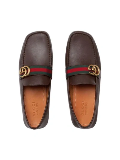 Shop Gucci Loafers With Web In Brown