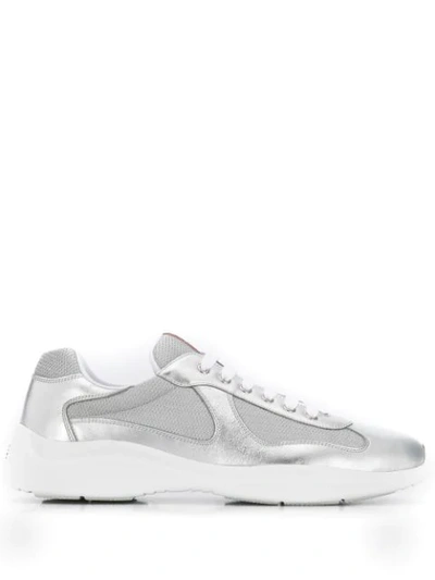 Shop Prada Linea Rossa Sneakers In Silver