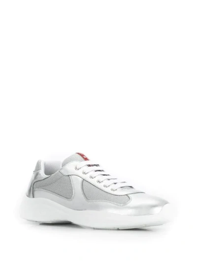 Shop Prada Linea Rossa Sneakers In Silver