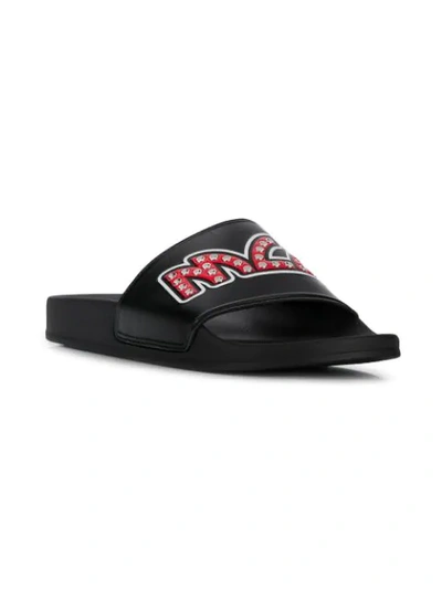 MCQ ALEXANDER MCQUEEN STUDDED LOGO SLIDE SANDALS - 黑色