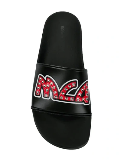 Shop Mcq By Alexander Mcqueen Studded Logo Slide Sandals In Black