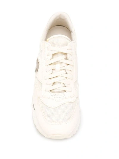 Shop Visvim Lace-up Sneakers In Ivory