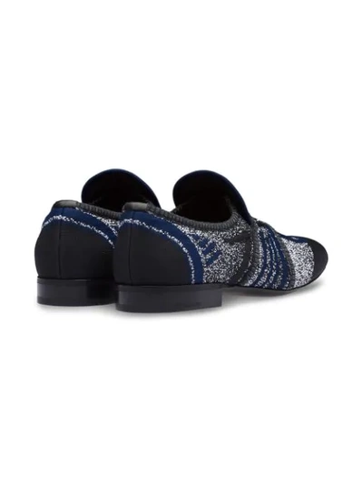 Shop Prada Semi-stretch Fabric Slippers - Black