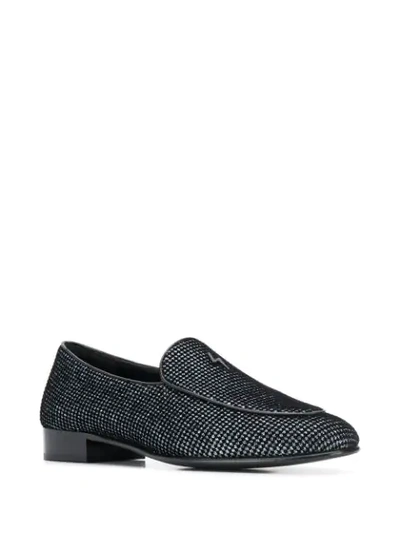 Shop Giuseppe Zanotti Glitter Velvet Loafers In Antracite