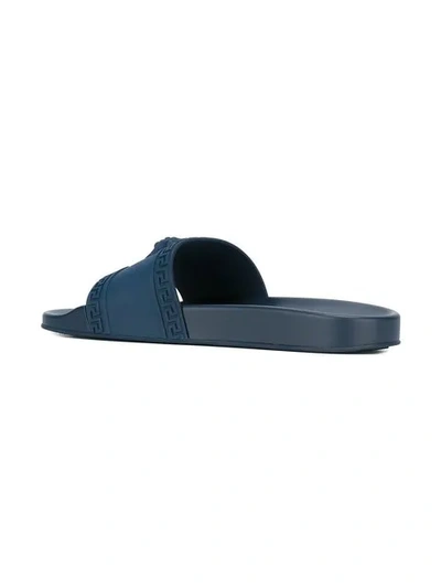 Versace Medusa Cardinal Slide Sandals In Blue
