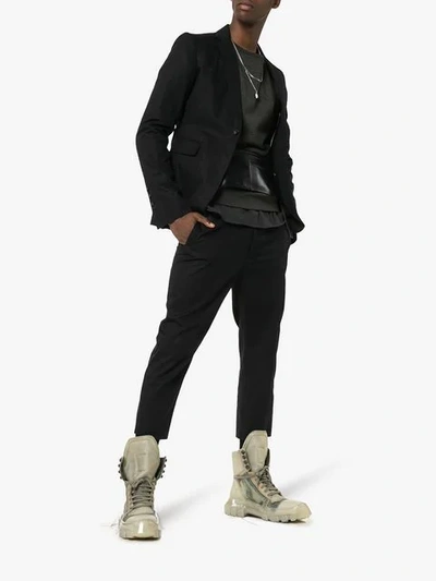 Shop Rick Owens Neutral Stivale Lace Up Leather Boots In Neutrals