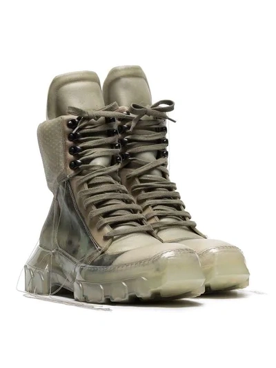 Shop Rick Owens Neutral Stivale Lace Up Leather Boots In Neutrals