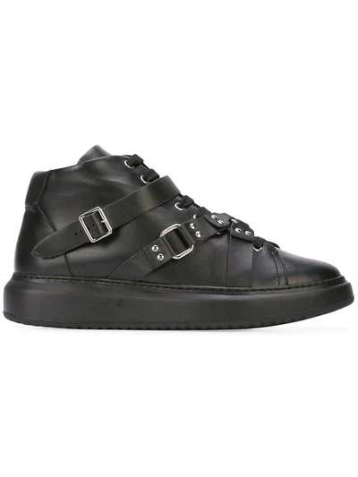 Shop Moschino Harness Strap Hi-top Sneakers In Black