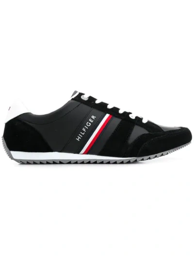 Shop Tommy Hilfiger Tri-stripe Runner Sneakers In Black