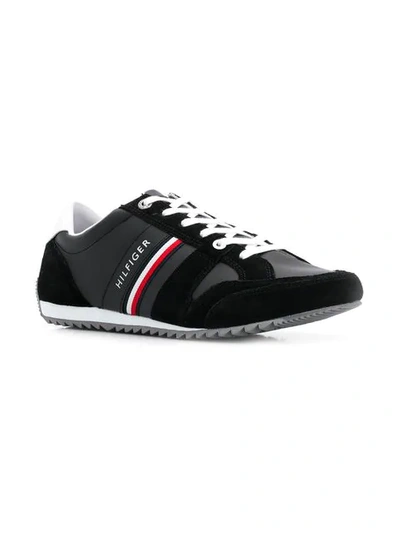 Shop Tommy Hilfiger Tri-stripe Runner Sneakers In Black