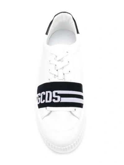 Shop Gcds Logo Laced-up Sneakers In White