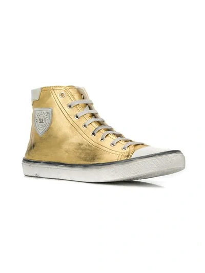 Shop Saint Laurent Bedford Sneakers In 8088 Oro/white Cream
