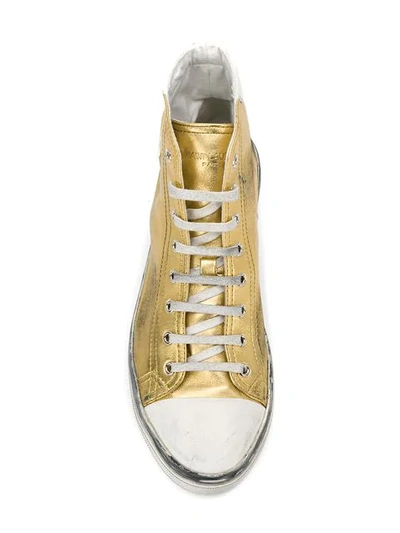 Shop Saint Laurent Bedford Sneakers In 8088 Oro/white Cream