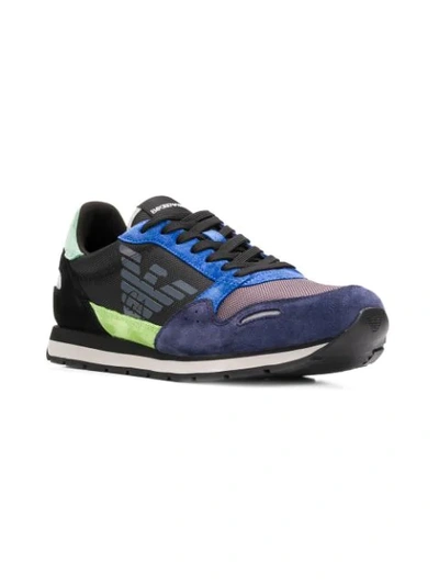 Shop Emporio Armani Logo Runner Sneakers - Blue