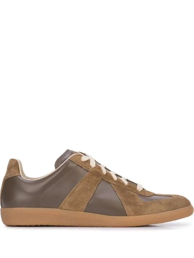 Shop Maison Margiela Panelled Sneakers In Brown