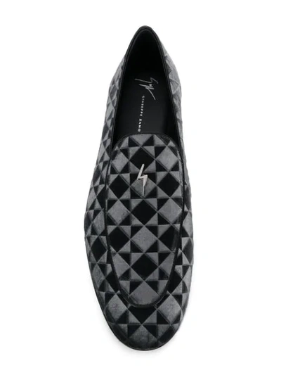 Shop Giuseppe Zanotti Geometric Print Loafers In Grey