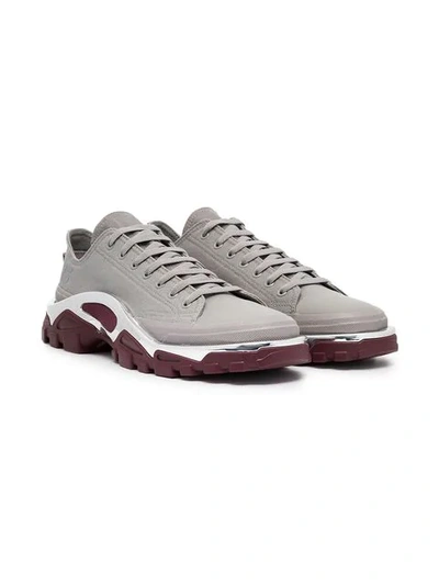 Shop Adidas Originals Grey And Maroon Red Raf Simons Detroit Sneakers