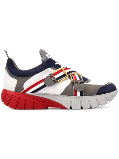 Shop Thom Browne Rwb Webbing Raised Running Shoe In White