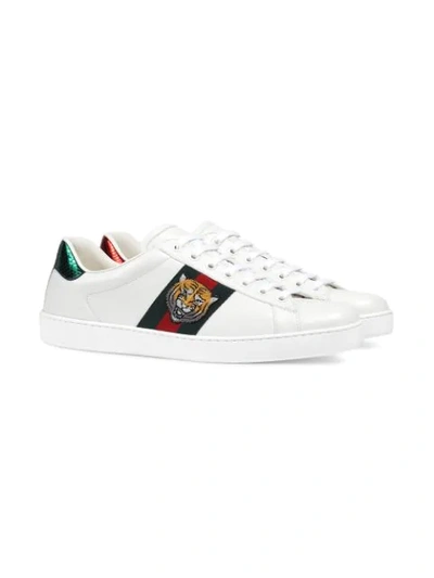 Gucci Ace Embroidered Tiger Sneakers In White | ModeSens