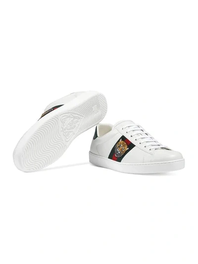 Shop Gucci Ace Embroidered Tiger Sneakers In White