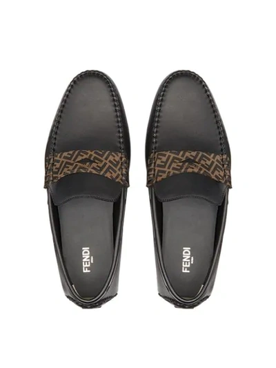 Shop Fendi Ff Logo Slip-on Loafers In Black