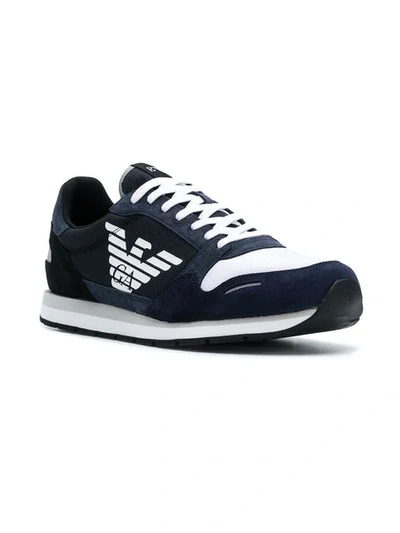 Shop Emporio Armani Logo Runner Sneakers - Blue