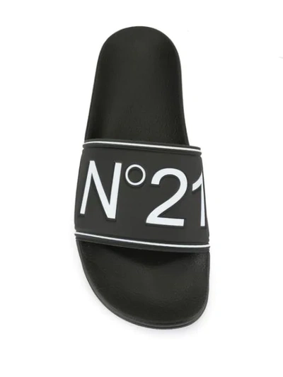 Shop N°21 Logo Open-toe Slides In Black