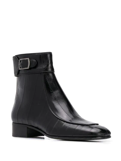 Shop Saint Laurent Miles Eel Skin Boots In Black