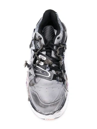 Shop Maison Margiela Deconstructed Low Top Sneakers In Silver ,black