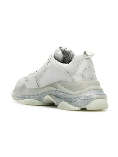 Shop Balenciaga Triple S Clear Sole Sneakers In Grey