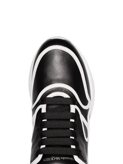 Shop Alexander Mcqueen Black Contrast Trim Chunky Leather Low-top Sneakers