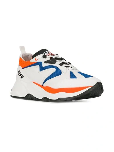 Shop Msgm Colour Block Sneakers In White