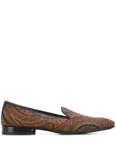 Shop Etro Paisley Loafers In Brown