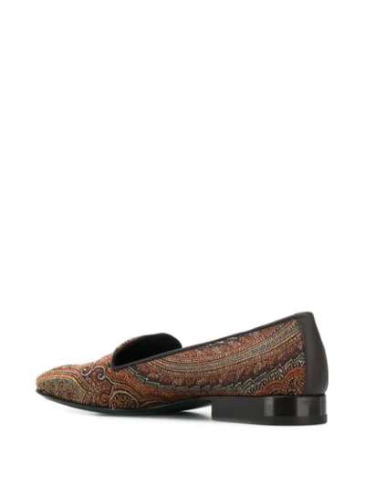 Shop Etro Paisley Loafers In Brown