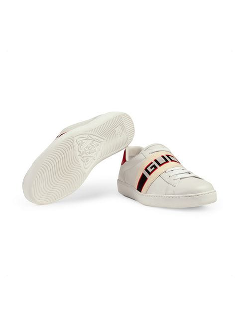 gucci new ace stripe leather trainers